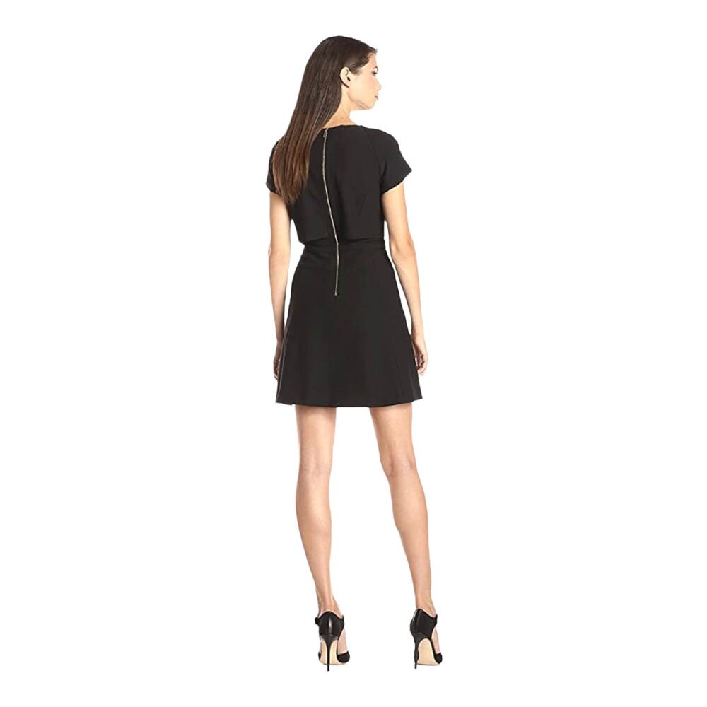 Vince Camuto Black Embellished-Neck Pop-Over Fit-and-Flare Dress Women's 8 NEW - Picture 3 of 14